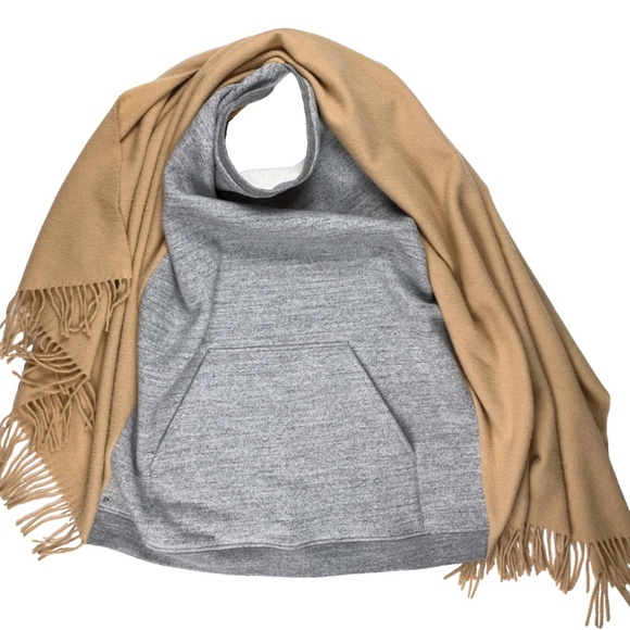 Bless Grey & Beige Kangaroo Scarf Poncho Sweater - Picture 4 of 8